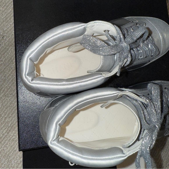 *SOLD* Chanel Men Silver Mid-Top Metallic Sneakers - Picture 13 of 17